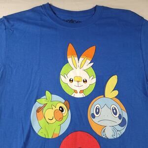 Pokemon Pikachu Graphic Short Sleeve Crew Neck T Shirt Mens Size Small S Blue